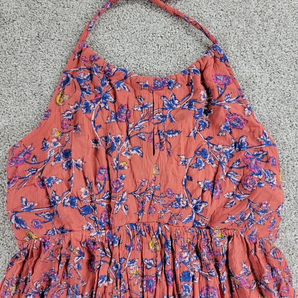 Jessica Simpson Maternity Halter Dress Womens S Pink Blue Floral Gauze A-Line - Picture 5 of 12